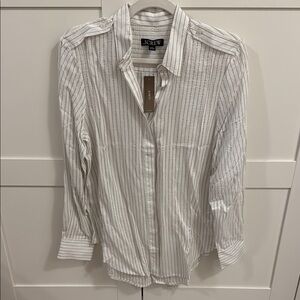 J. Crew White Stripe Button Down Shirt Small